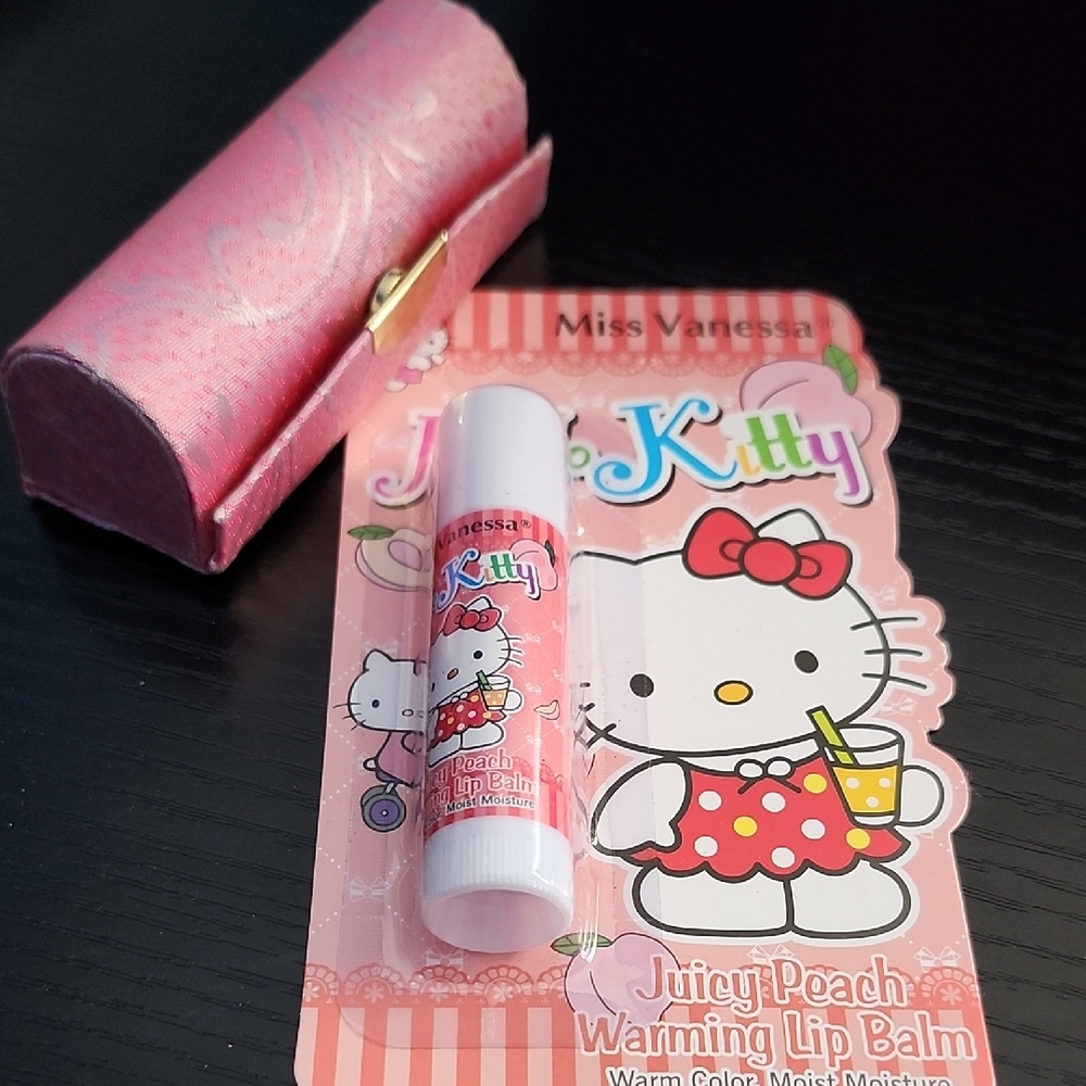 Hello Kitty Juicy Peach Lip Balm With Mirrored Lipstick Case